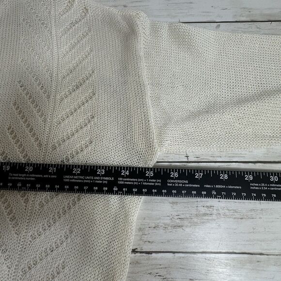J Jill Womens Ivory Pointelle Cardigan Sweater Sz XL Linen Blend Button Front - Picture 12 of 15